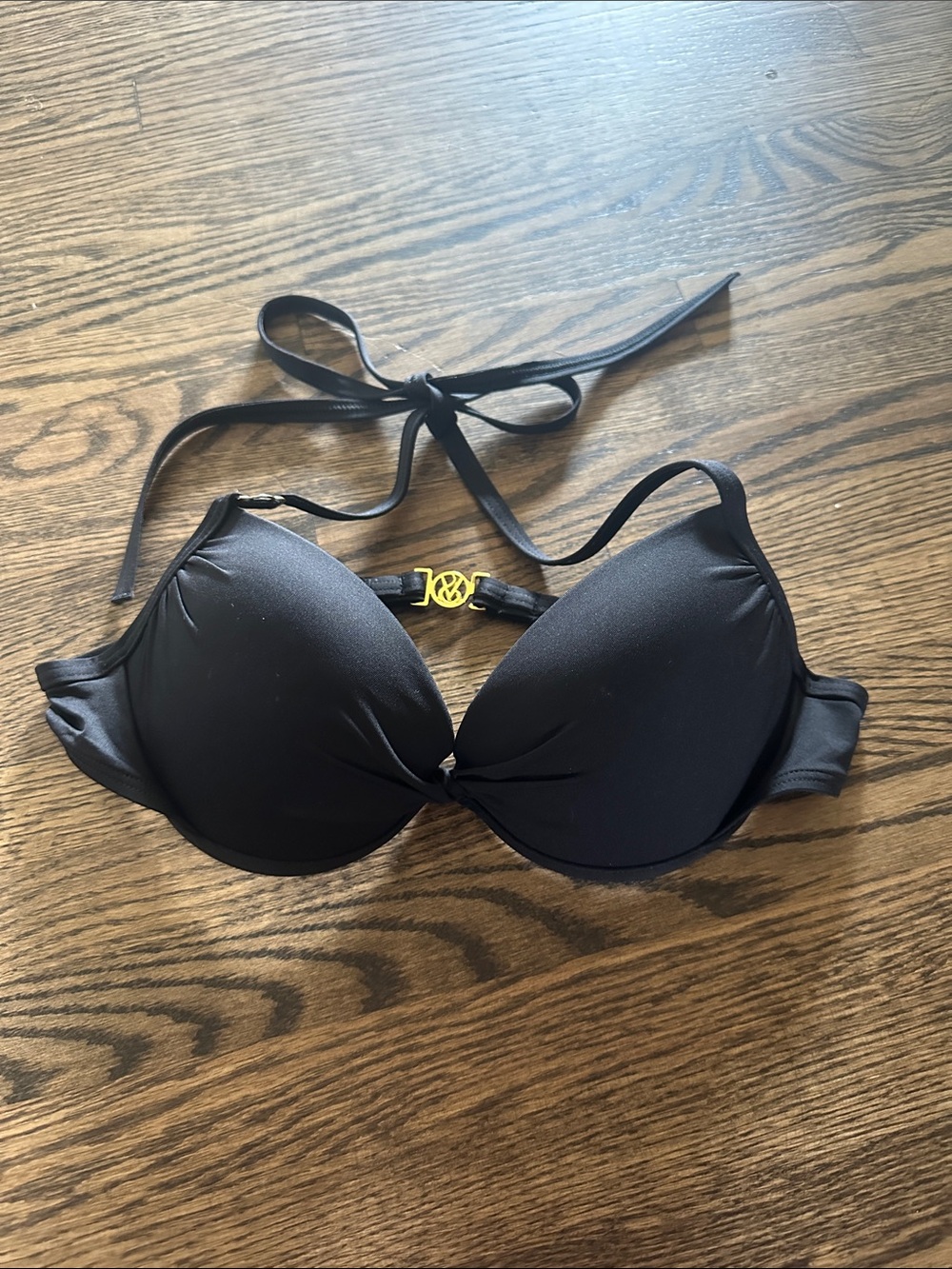 Victoria’s Secret Black Push-Up Bikini Top with Gold Accent